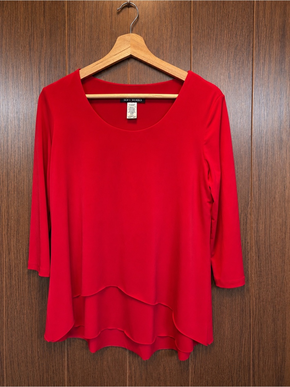 Looks Like Red Layered Scoop-Neck Blouse by Soft Works